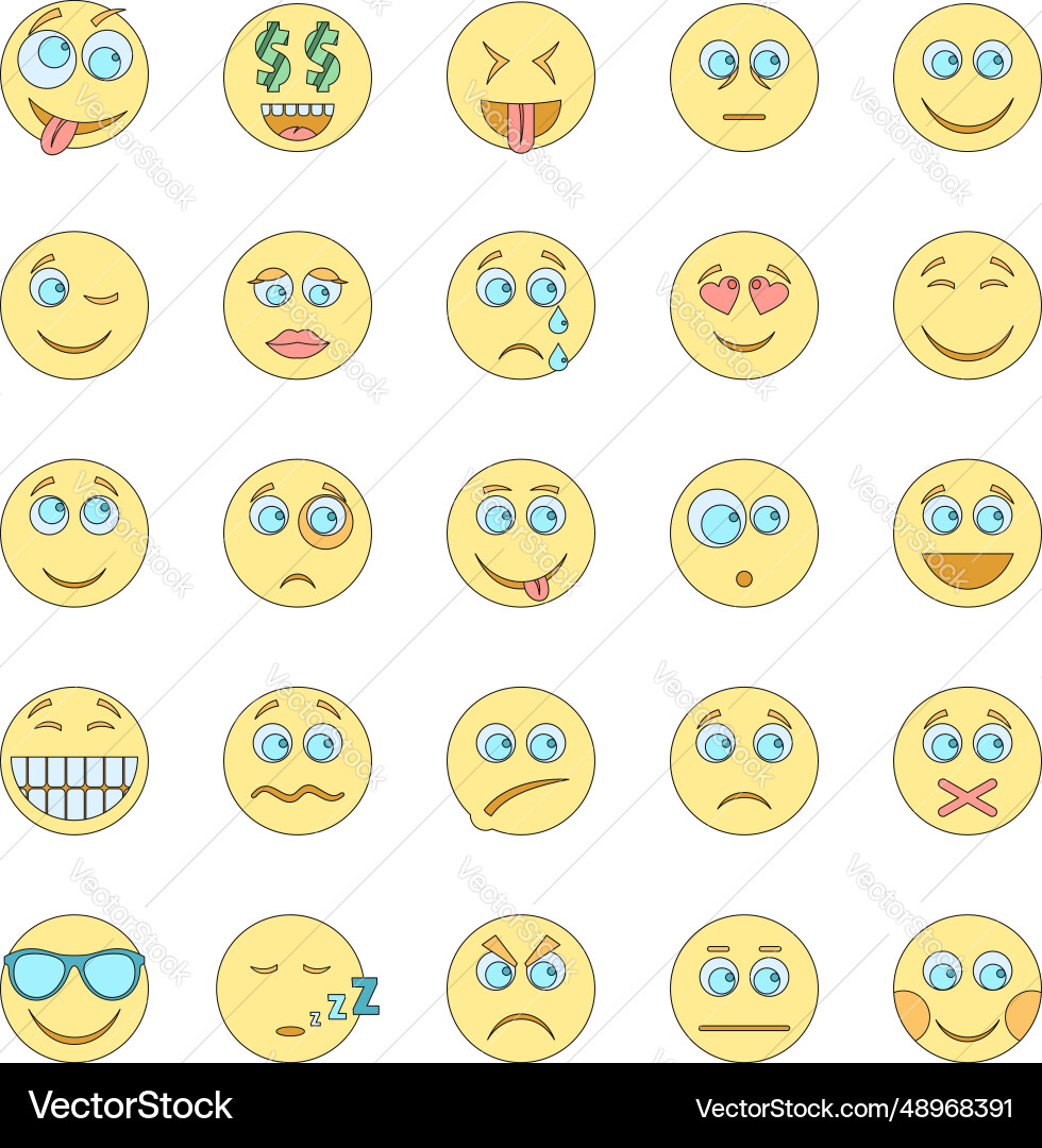 Smile icon set color Smile icon set color vector image