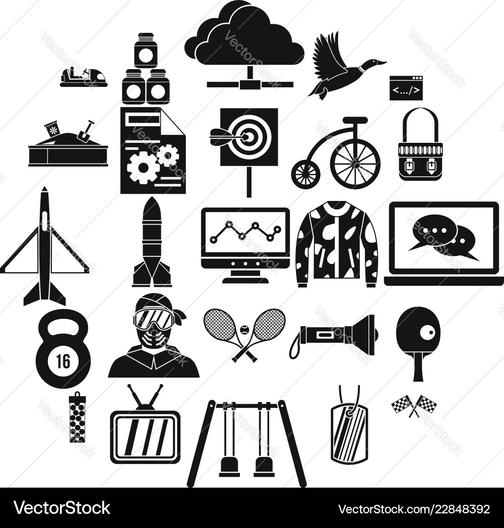Aim icons set simple style Aim icons set simple style vector image