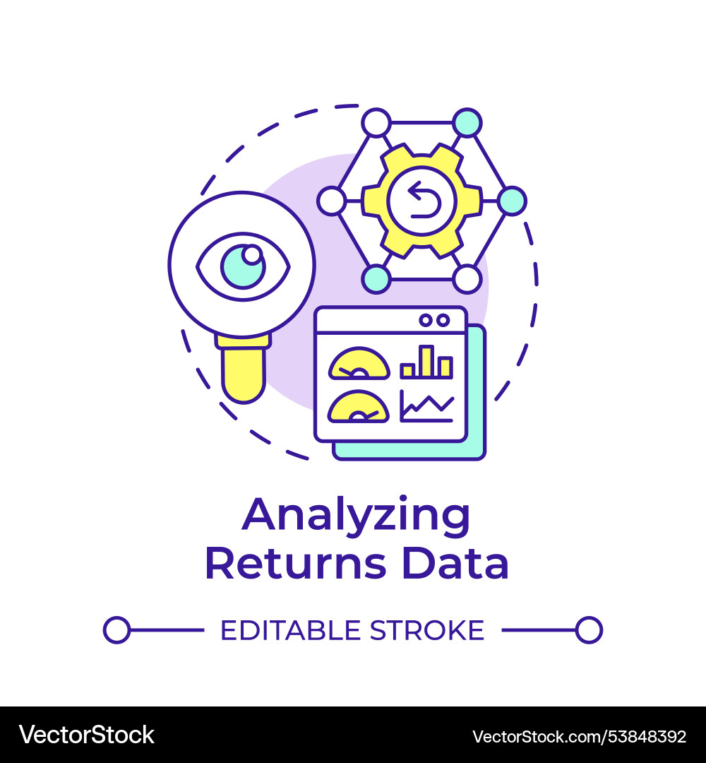 Analyzing returns data multi color concept icon Analyzing returns data multi color concept icon vector image
