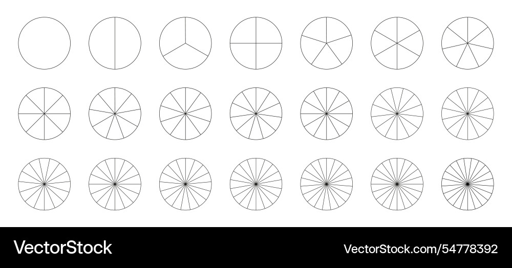 Circular segmented charts pie chart template vector image