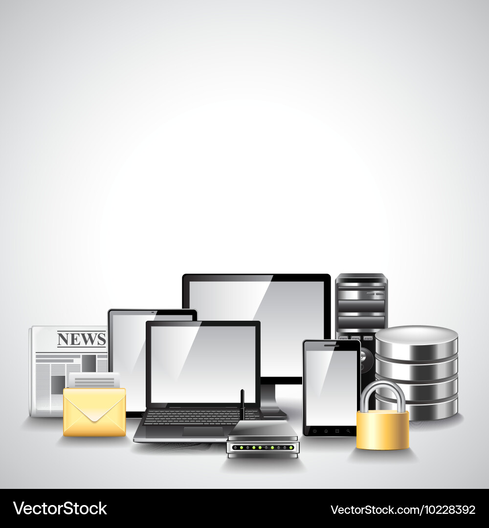Computer network composition from devices vector image