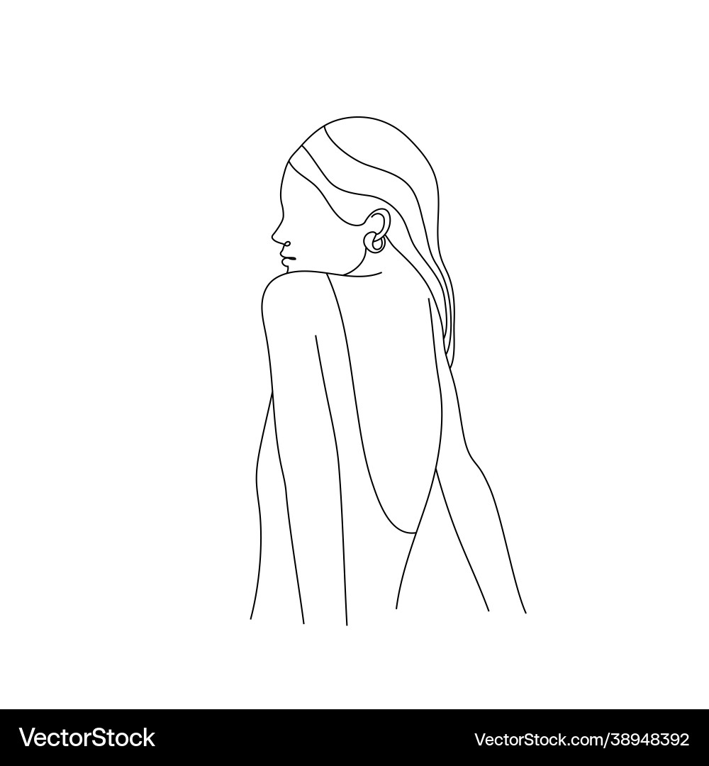 Minimalist style portrait line continuous vector image