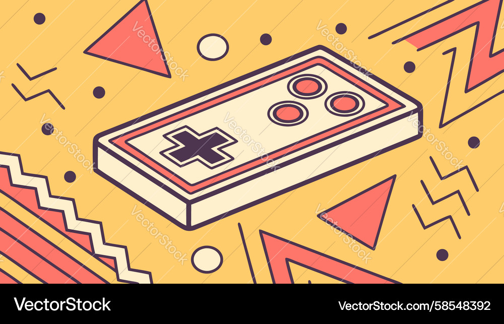 Retro Game Controller - Geometric Vector Image