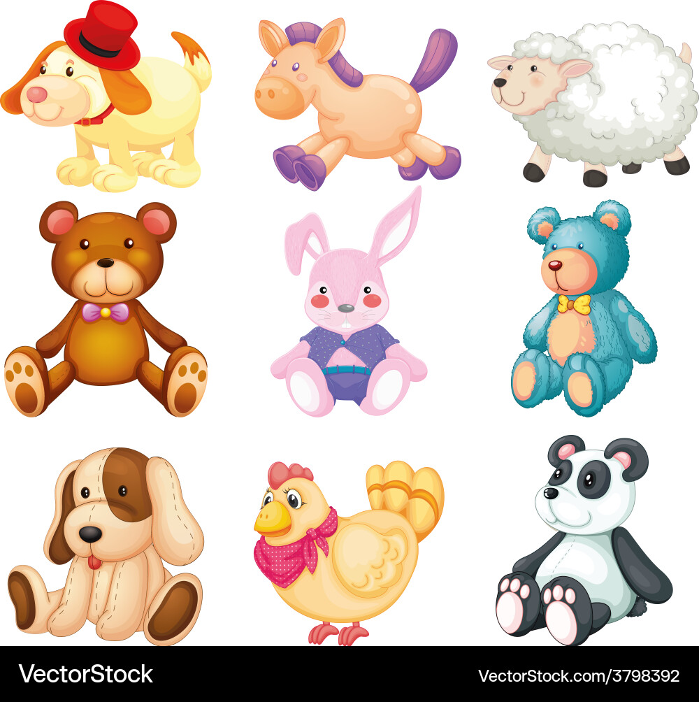 Stuffed animals vector image