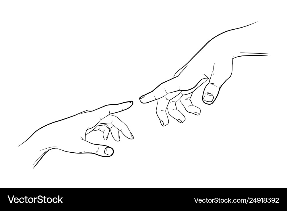 Touching Hands Sketch - Connection Vector Image
