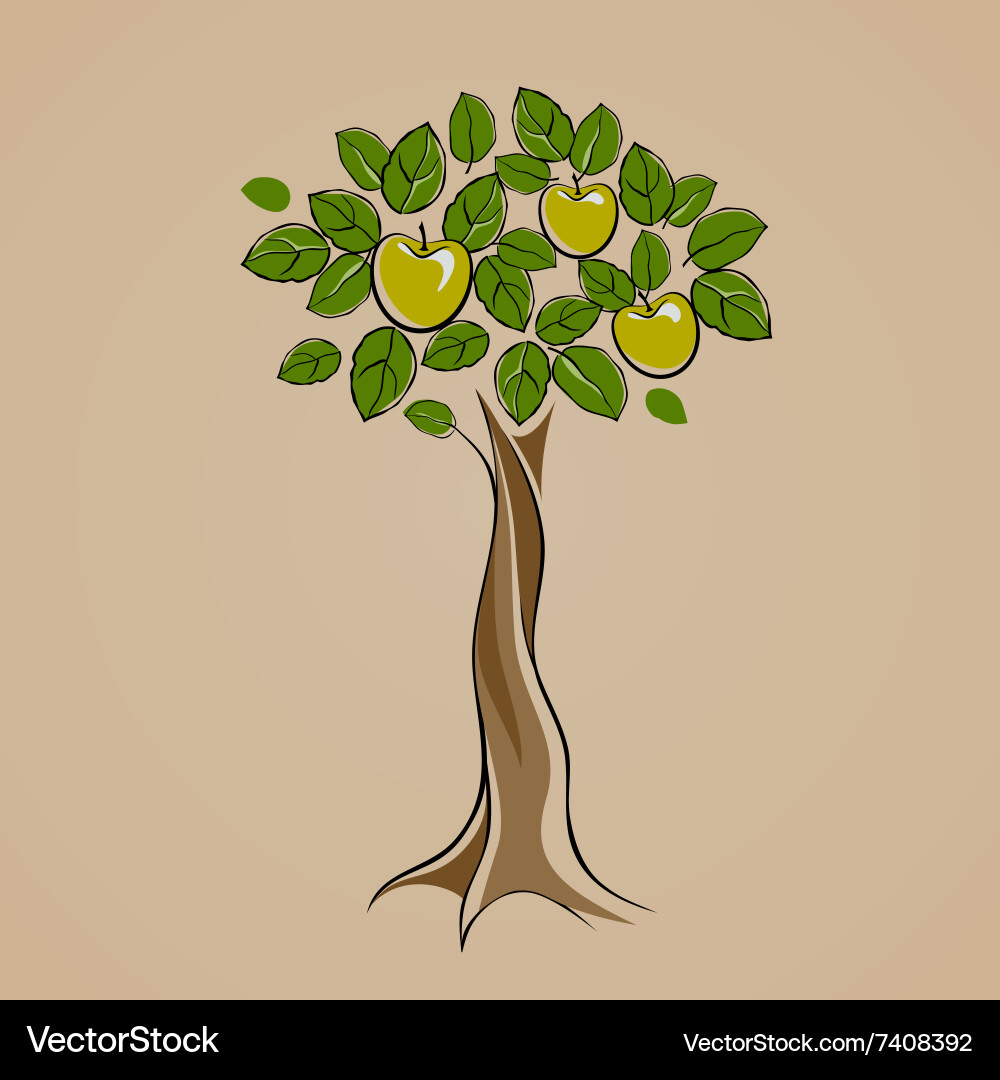 Tree with some green apples vector image