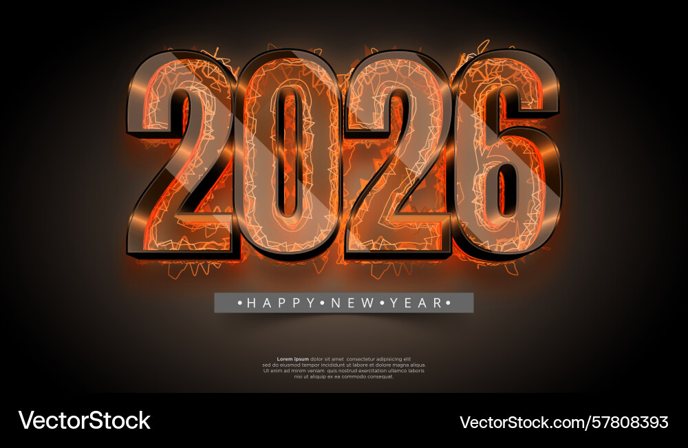 Bold 3d numbers of 2026 glowing with fiery energy Vector Image