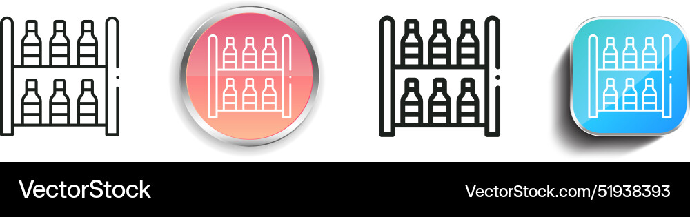 Bottle rack icon thin linear regular and button Bottle rack icon thin linear regular and button vector image