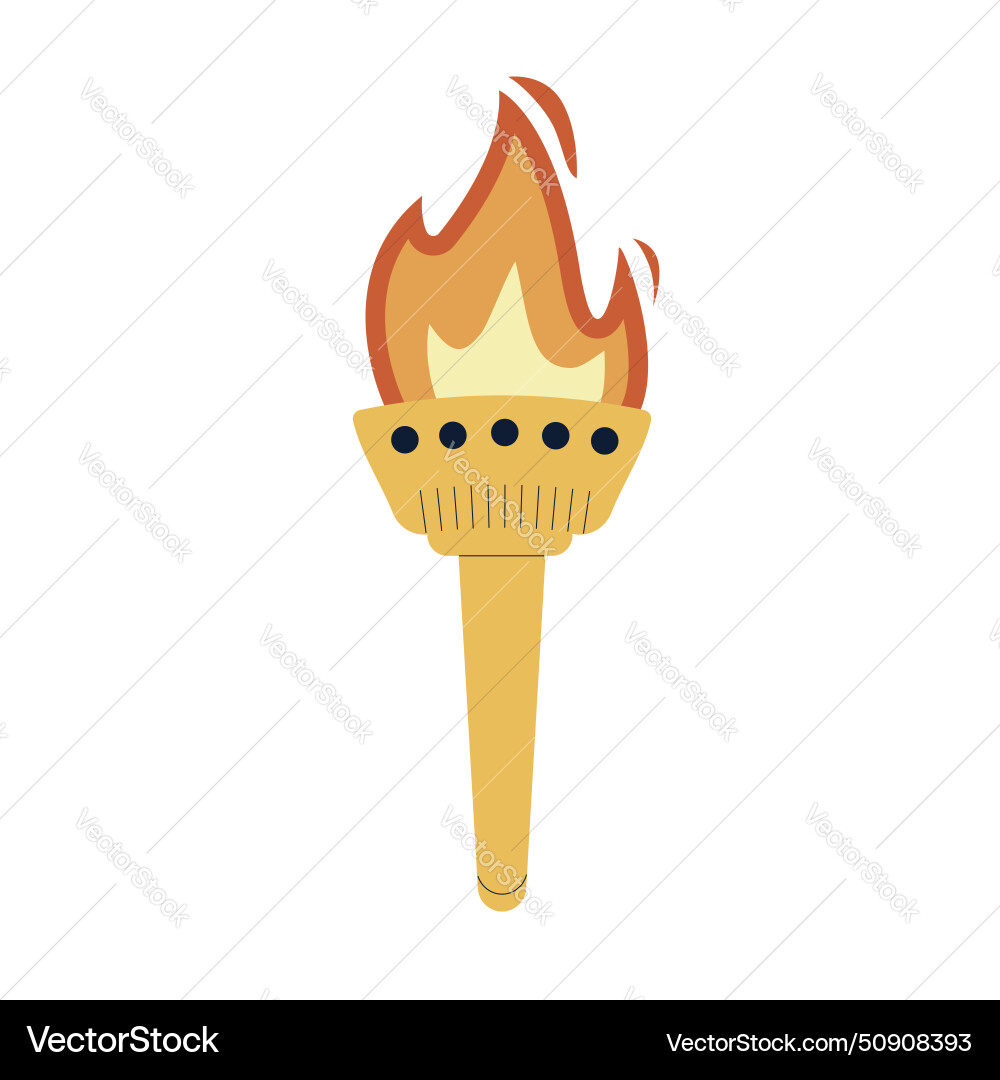 Flaming torch isolated on white background simple Flaming torch isolated on white background simple vector image