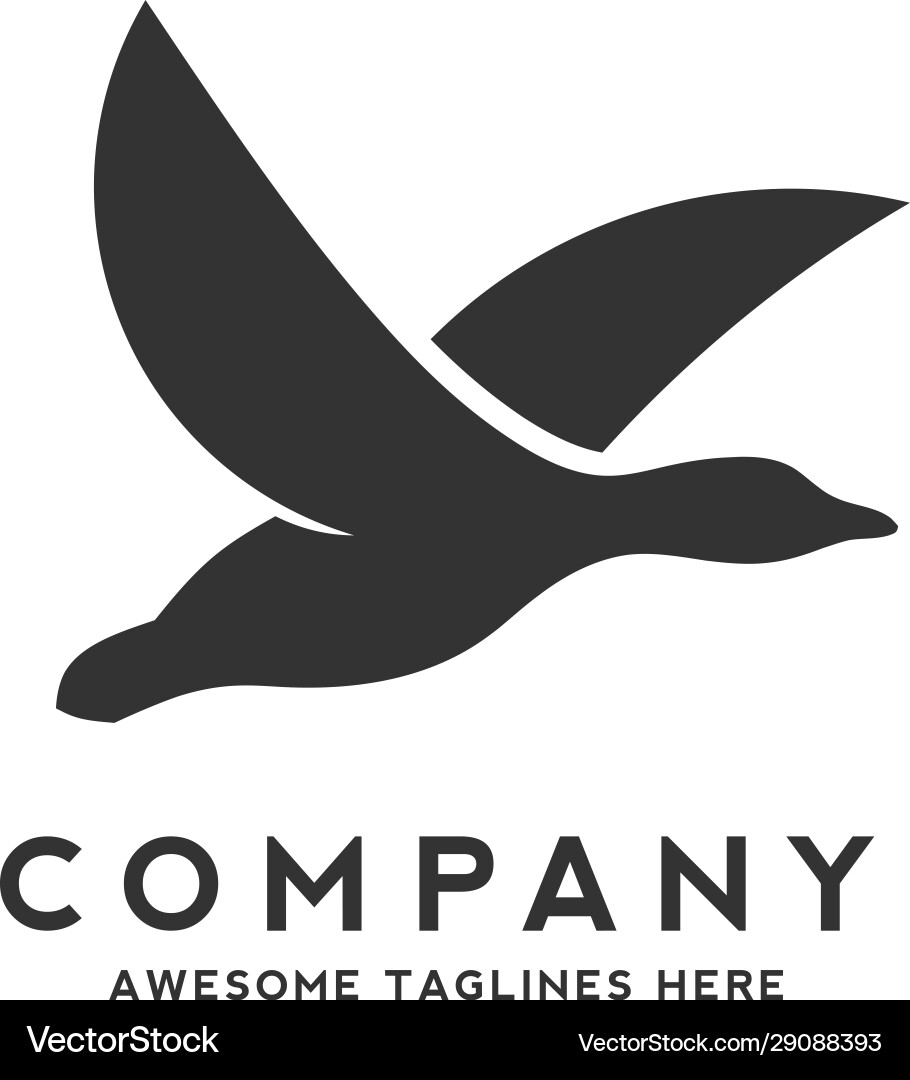 Flying Duck Silhouette Logo vector image