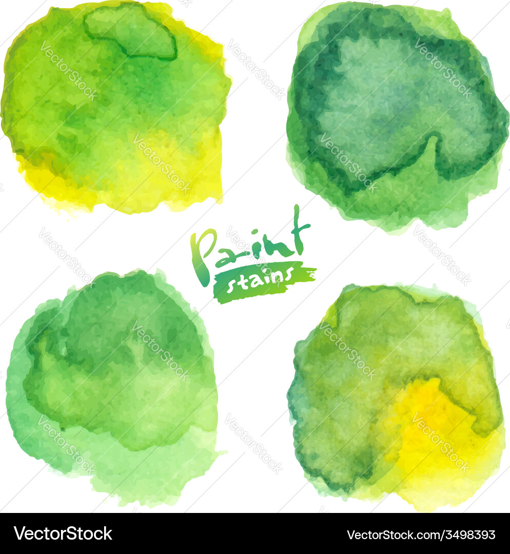 Green Watercolor Stain Set Vector Image