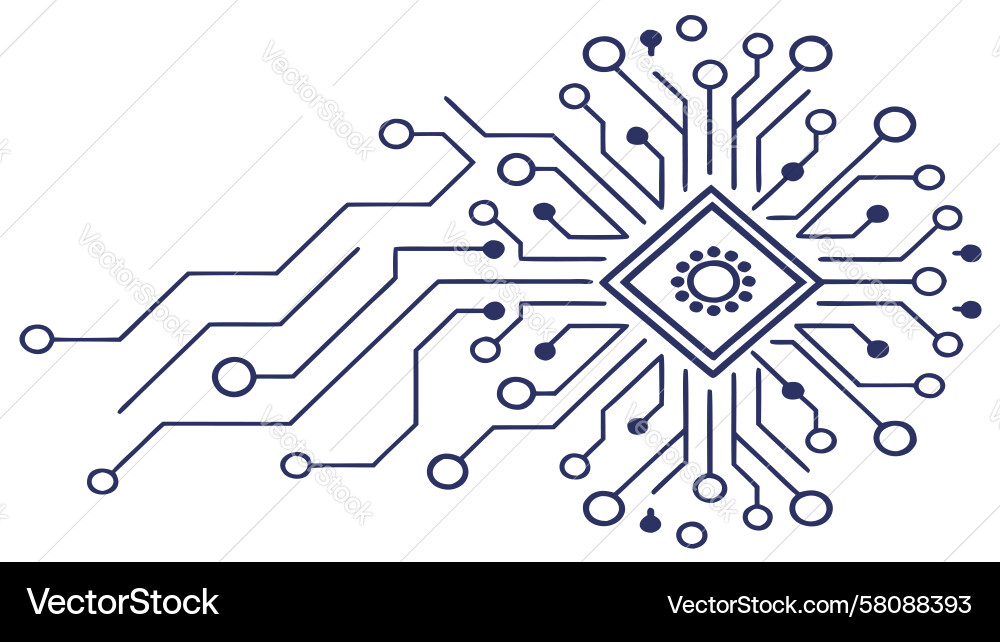 Intricate Circuitry & Processor Icon Vector Image