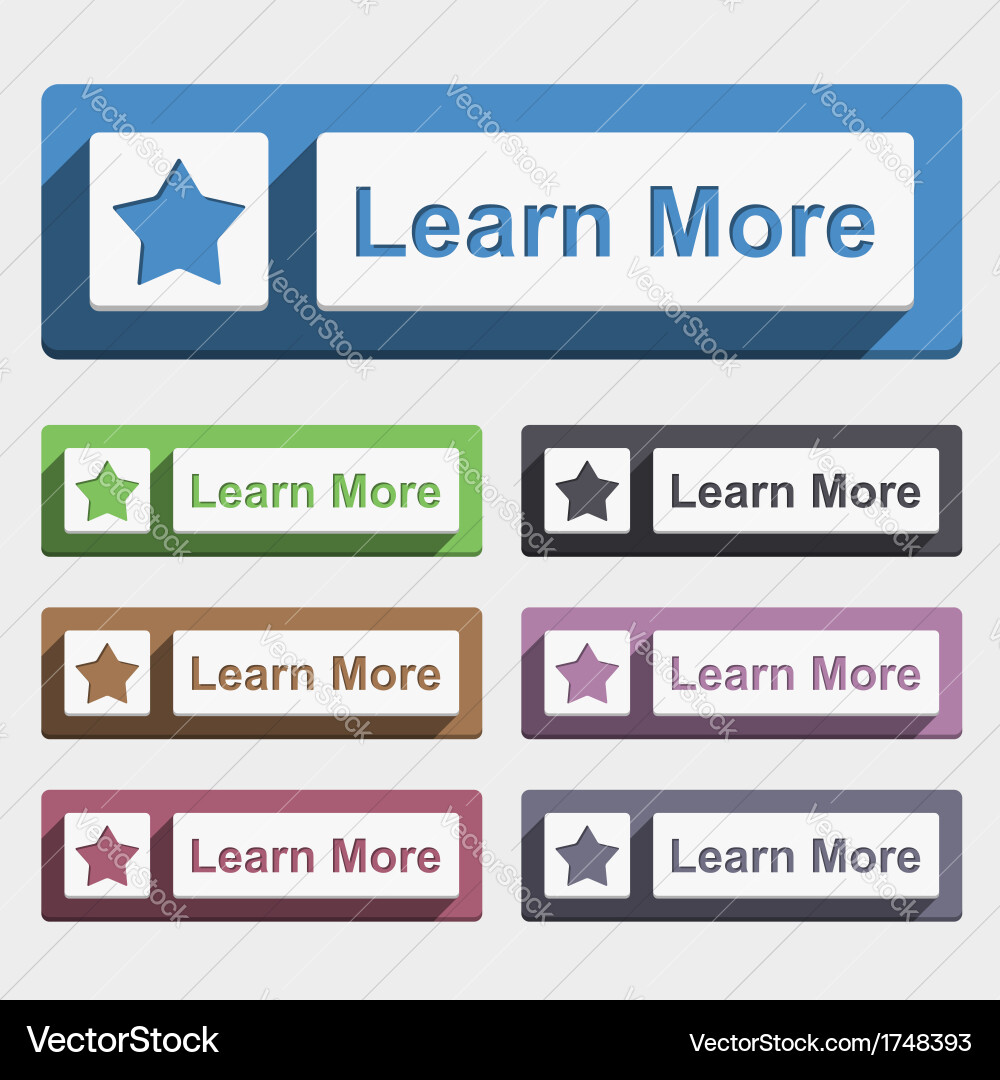 Modern Flat Learn More Button vector image