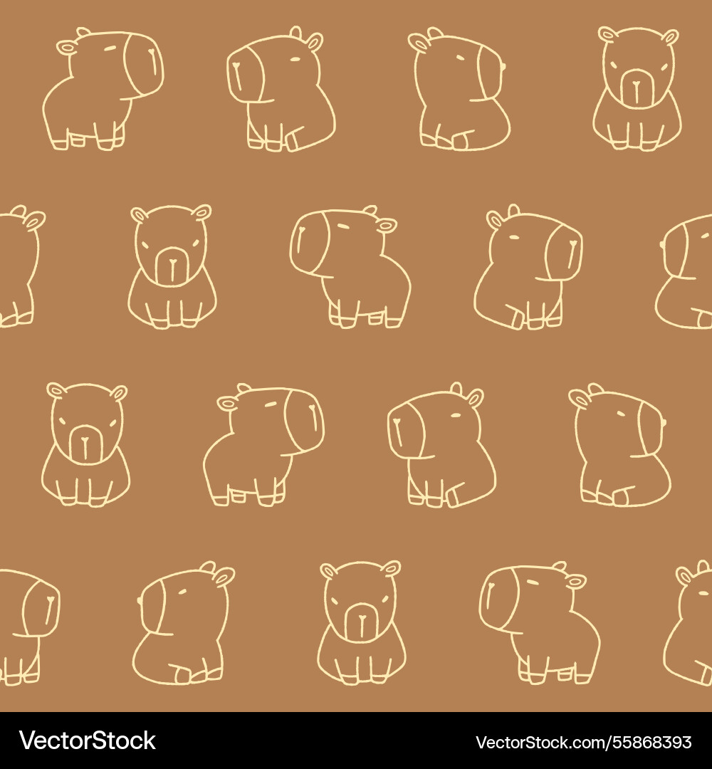 Outline capybara seamless pattern background Outline capybara seamless pattern background vector image