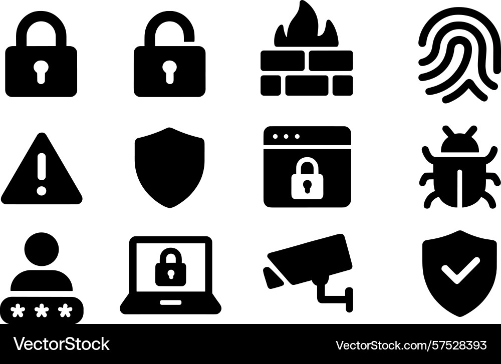 Secure symbols include locks shields and Secure symbols include locks shields and vector image