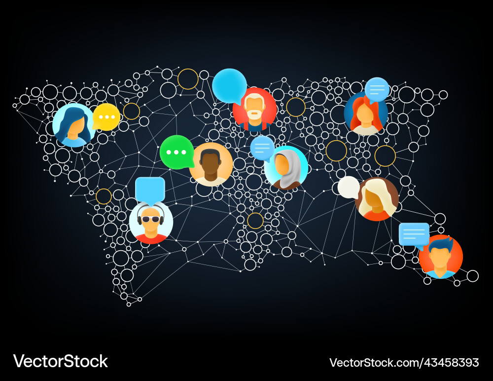 Social media abstract network scheme 3d Vector Image