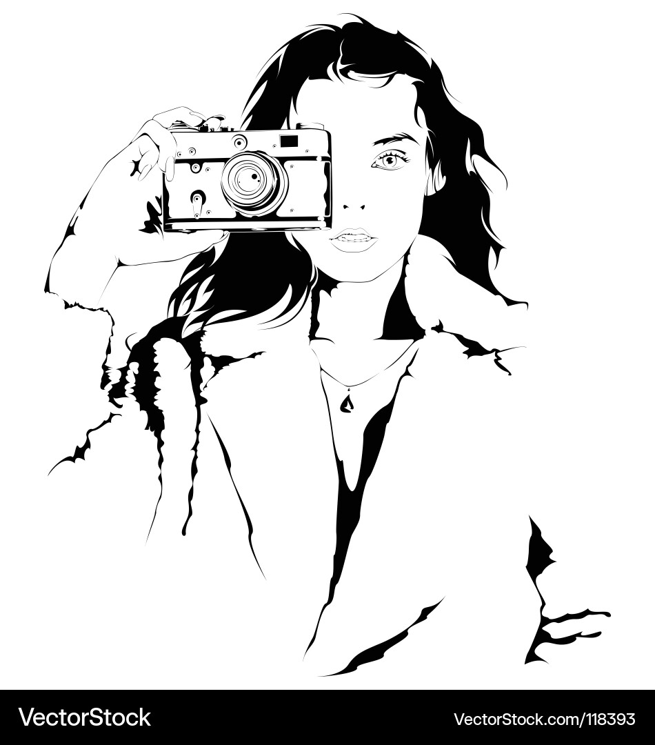 Young Woman with Camera vector image