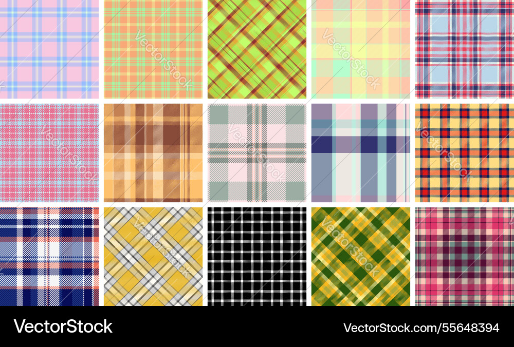 Bold check patterns with stripes and textured vector image