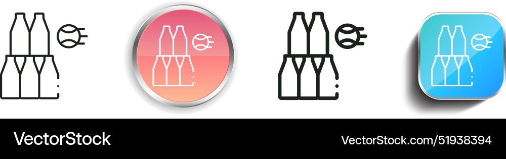 Bottle throw icon thin linear regular and button Bottle throw icon thin linear regular and button vector image
