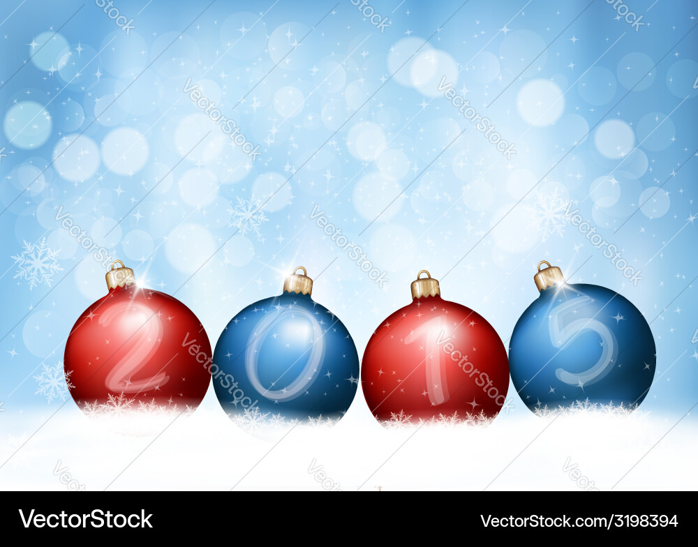 Christmas 2015 Background with Baubles Vector Image