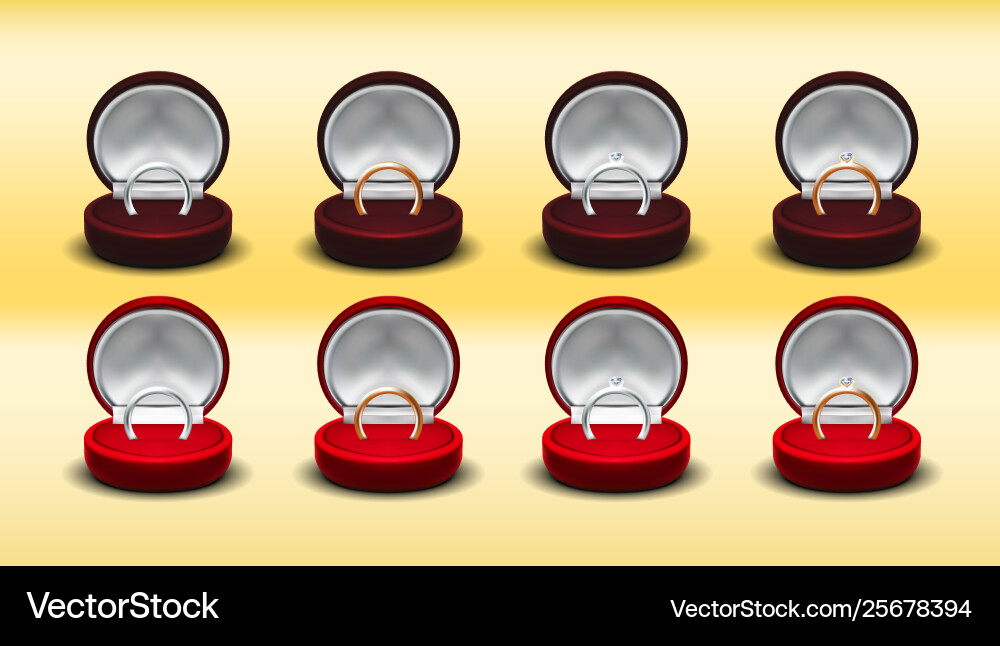 Clear round red velvet opened jewelry gift box Clear round red velvet opened jewelry gift box vector image