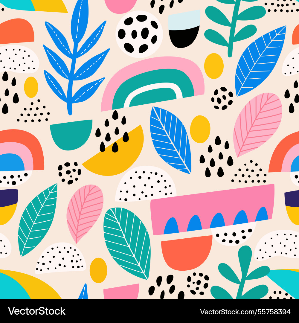 Colorful abstract pattern featuring various shapes Colorful abstract pattern featuring various shapes vector image