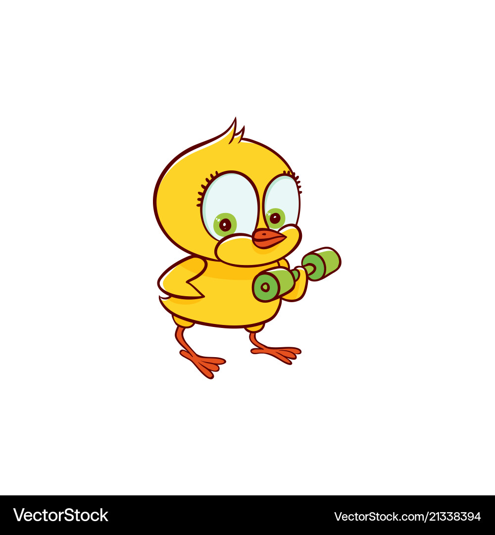 Cute Baby Chicken Workout Vector Image