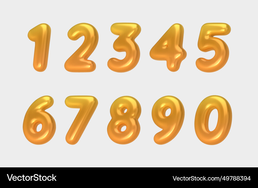 Realistic 3d font gold numbers number in the form Realistic 3d font gold numbers number in the form vector image