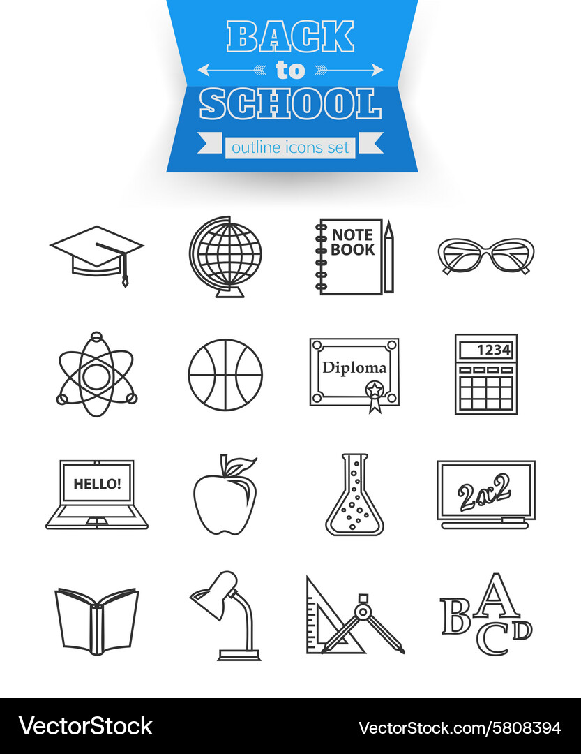Set of back to school and education outline icons Vector Image