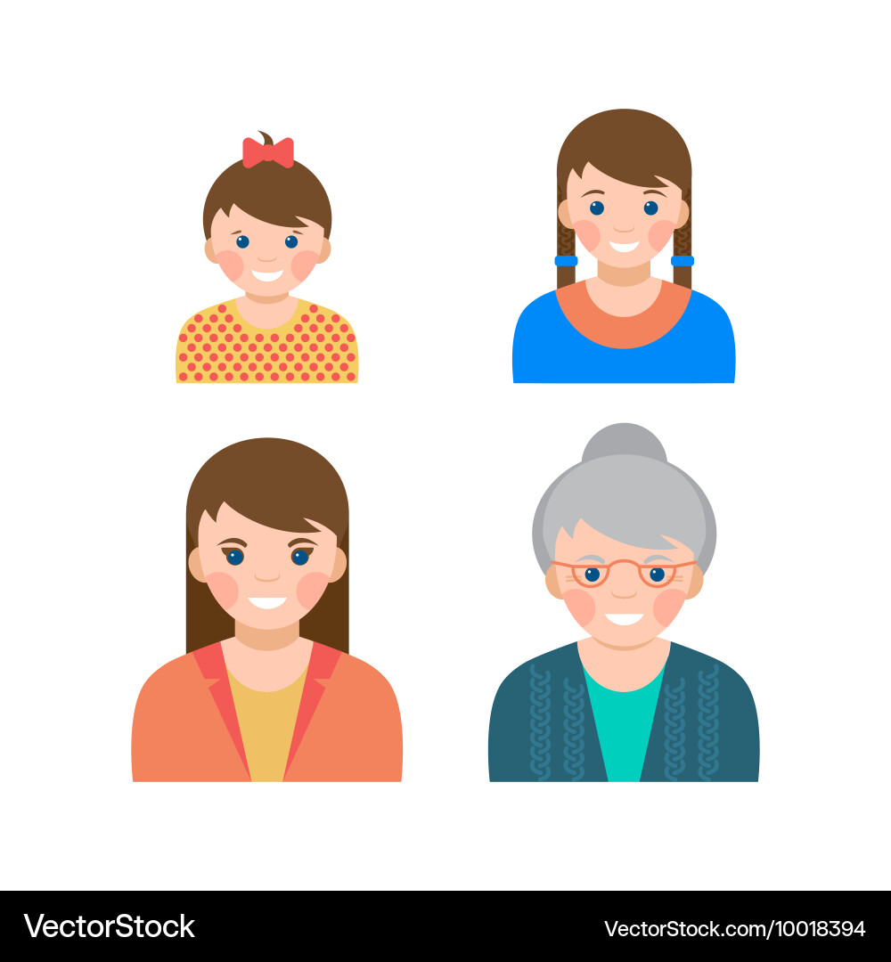 Set of portaraits showing the process aging vector image