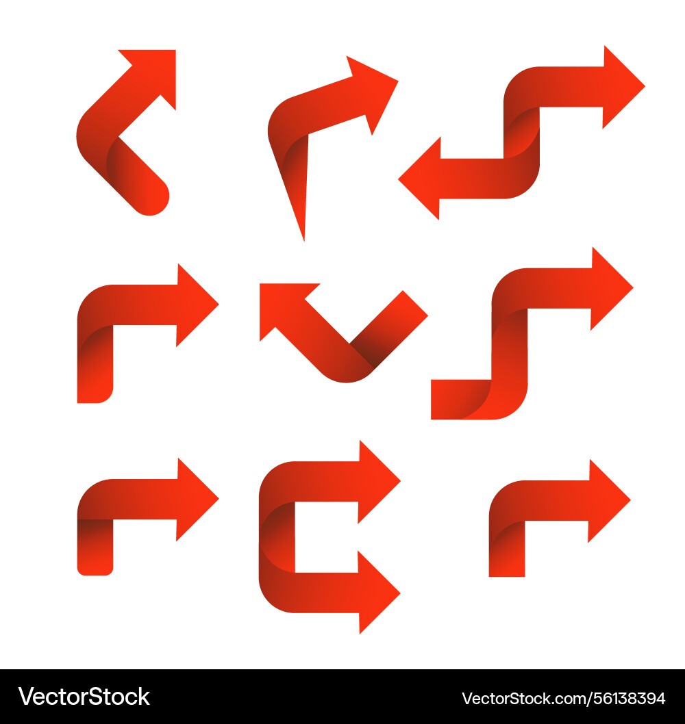 Set red arrow 3d icons pointing up down left right Set red arrow 3d icons pointing up down left right vector image