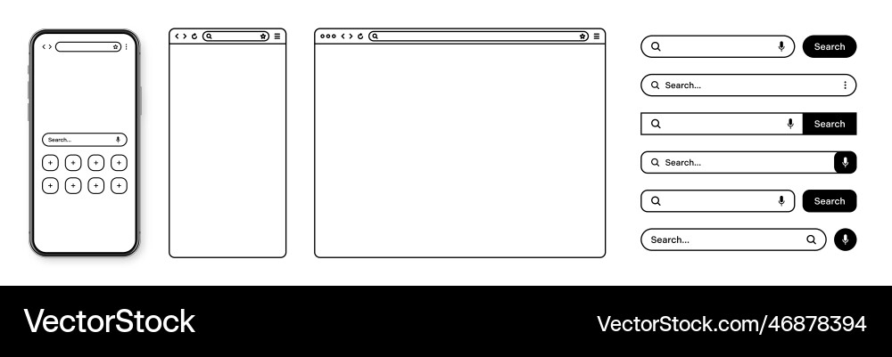 Smartphone web browser internet page window Smartphone web browser internet page window vector image