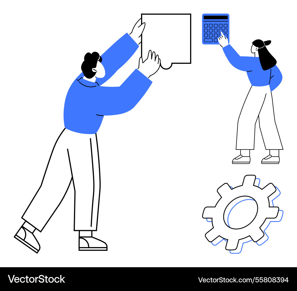 Teamwork in problem solving with puzzle piece Teamwork in problem solving with puzzle piece vector image