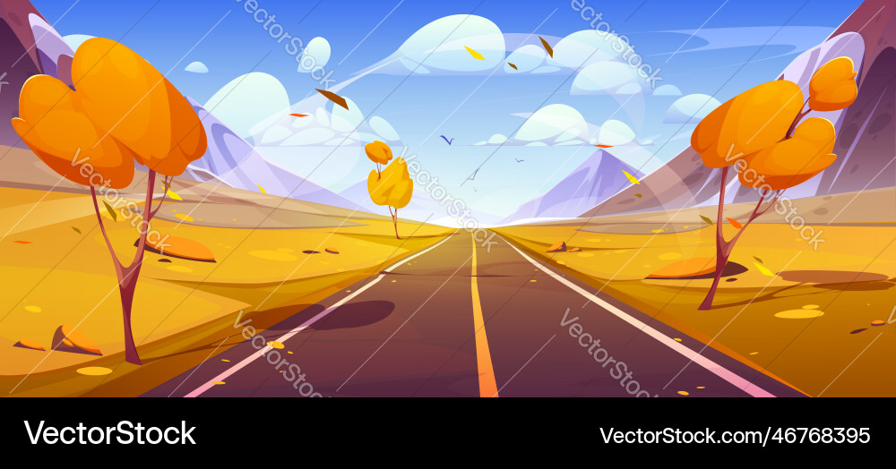 Herbst Berglandschaft mit leerer Straße Herbst Berglandschaft mit leerer Straße vektorbild