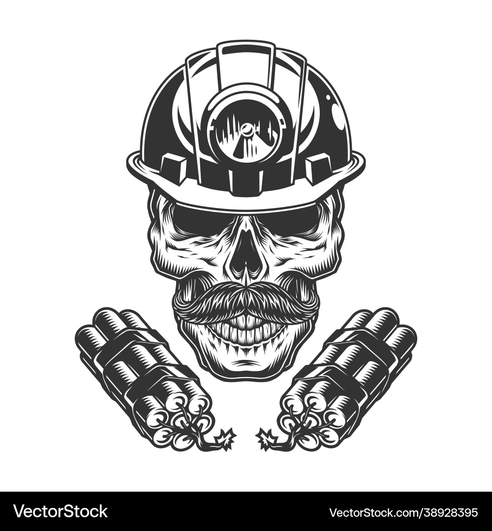 Mustachioed Skull with Dynamite Vector Image
