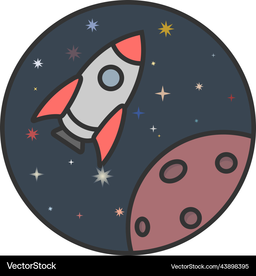 Rocket in orbit of an unknown planet vector image