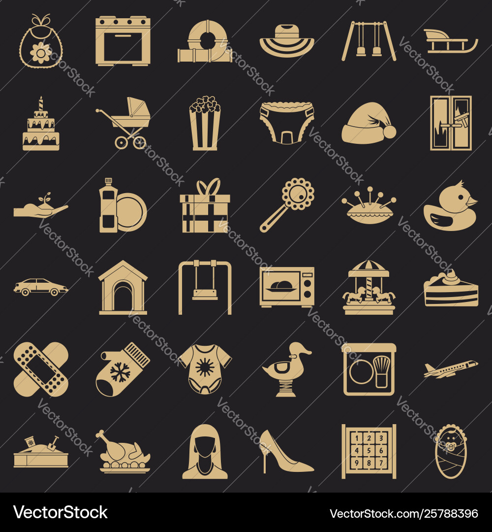 Brainchild icons set simple style Vector Image