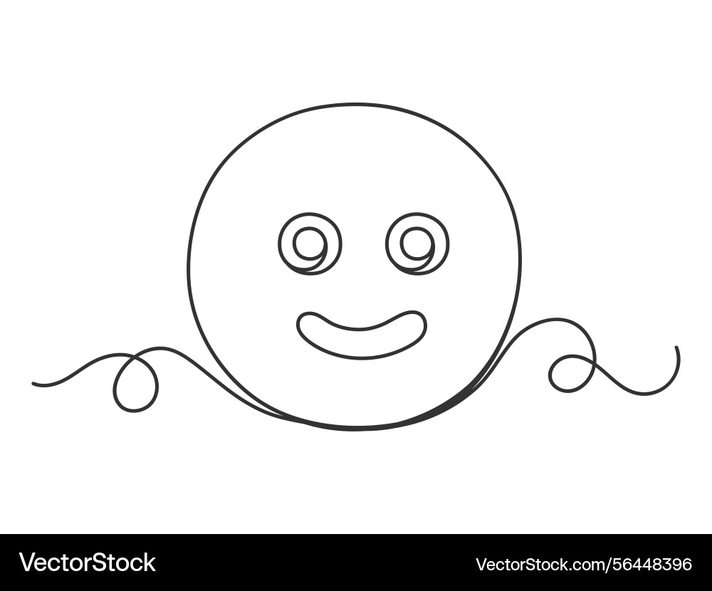 One continuous line art smiling face isolated One continuous line art smiling face isolated Vector Image