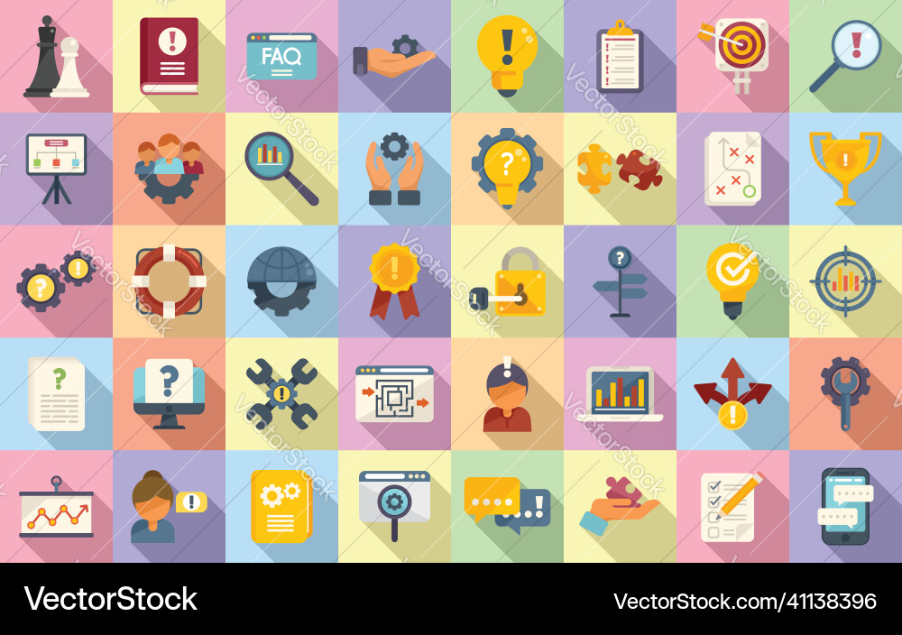 Problem solving icons set flat business Problem solving icons set flat business vector image