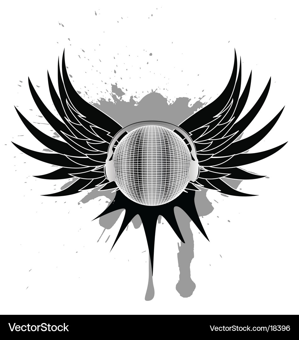 Shiny Disco Ball with Wings Vector Image