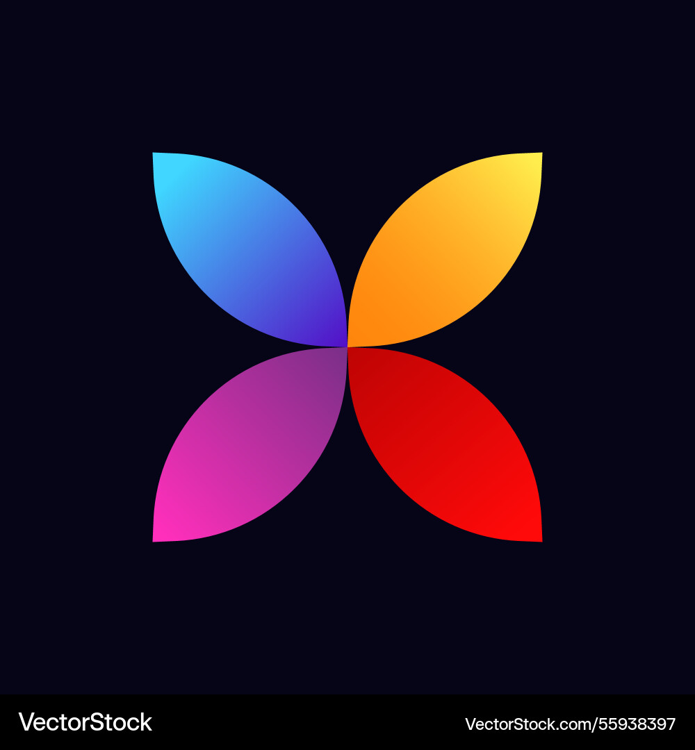 Abstract colorful petal shape with gradient design Vector Image
