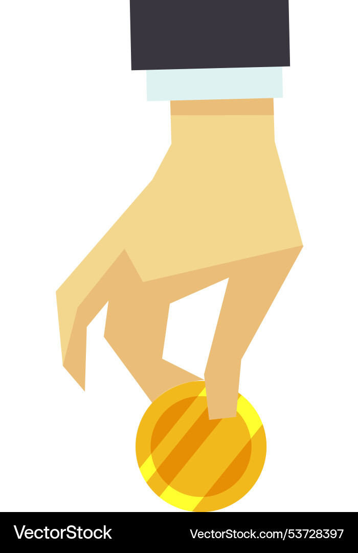 Golden coin in businessman hand investment color Golden coin in businessman hand investment color vector image