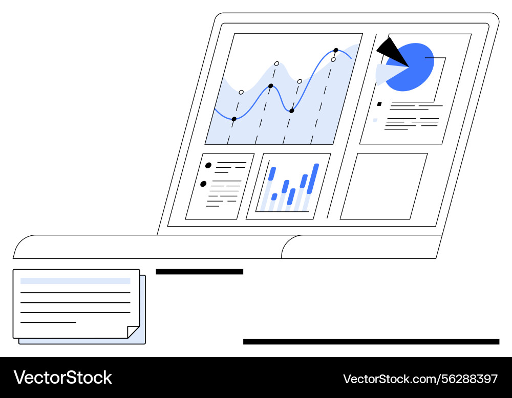 Laptop screen displaying analytics dashboard Laptop screen displaying analytics dashboard vector image