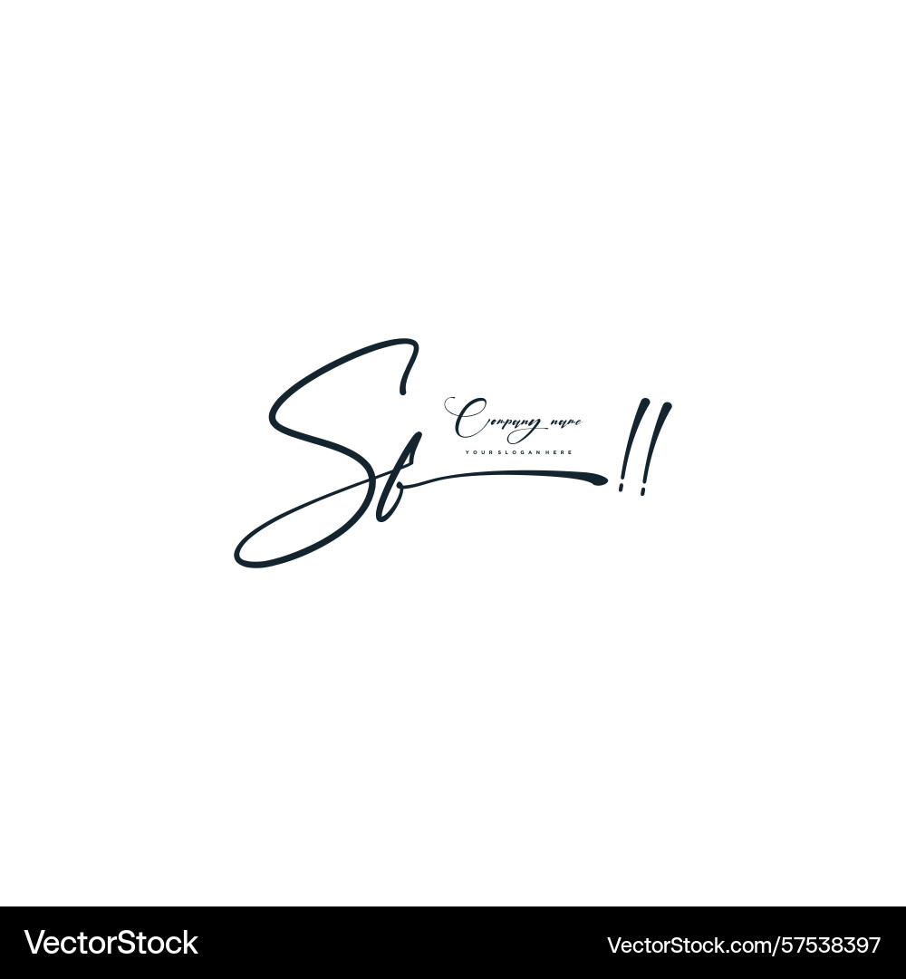 Minimal signature logo design with sf initials Minimal signature logo design with sf initials Vector Image
