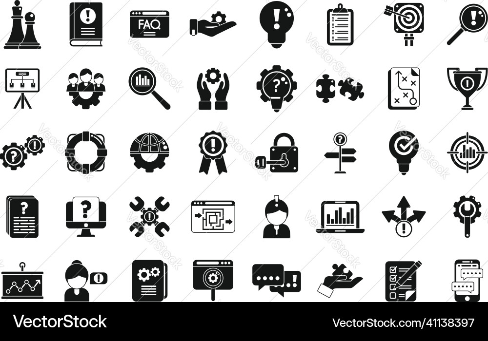 Problem solving icons set simple business Problem solving icons set simple business vector image