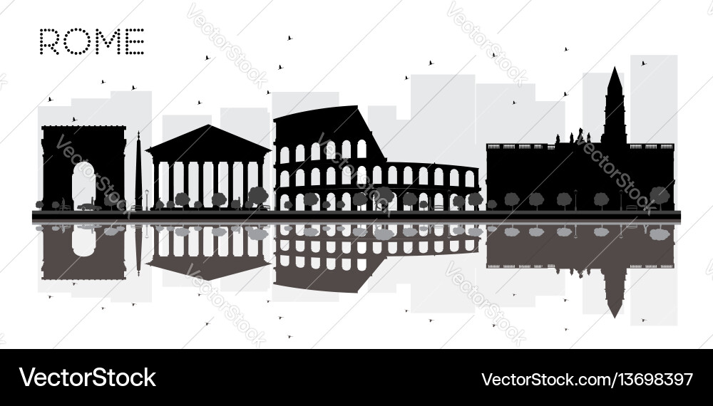Rome city skyline black and white silhouette Rome city skyline black and white silhouette vector image