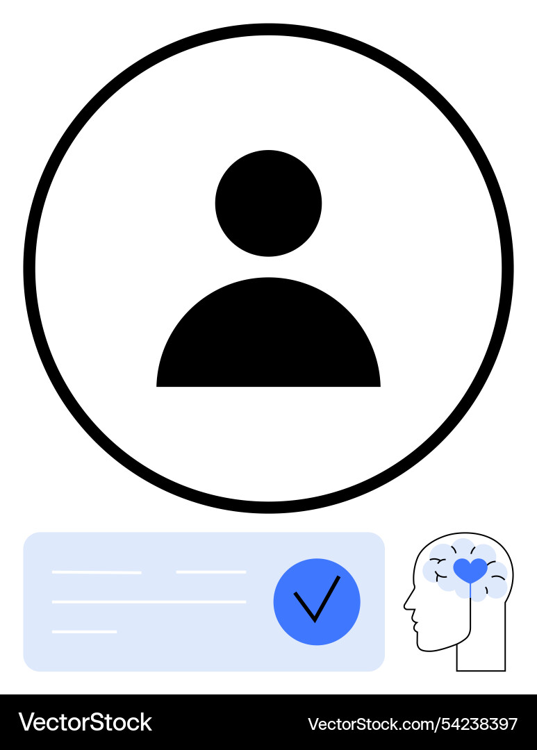 User profile symbol with cognitive checkmark User profile symbol with cognitive checkmark Vector Image
