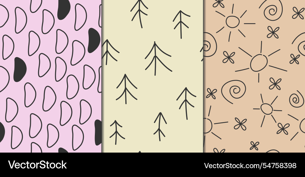 A set of three simple patterns Vector Image