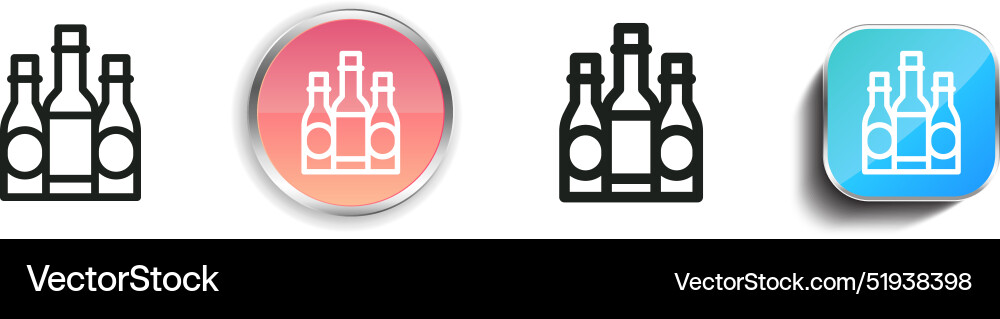 Bottles icon thin linear regular and button style Bottles icon thin linear regular and button style vector image