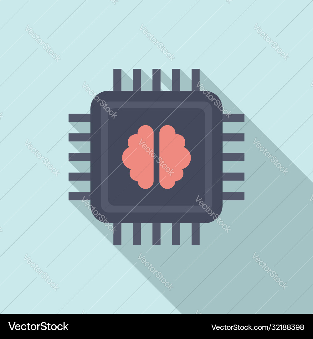 Brain ai processor icon flat style Brain ai processor icon flat style vector image